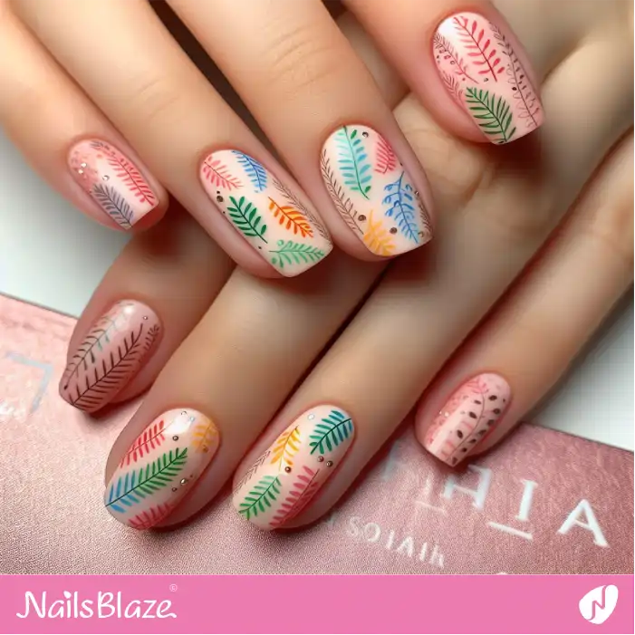 Colorful Fern Nails | Nature-inspired Nails - NB1570